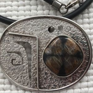 Vintage Modernist 950 Quartz Pendant Necklace